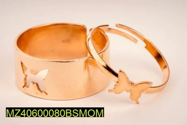2 Pcs Golden Butterfly Couple Ring