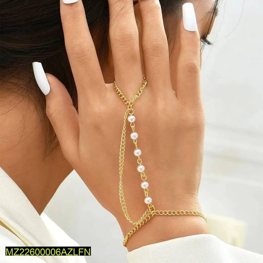 1 Pc Alloy Gold Plated Beautiful Pearls Bracelet